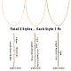 Sunyclue 3pcs3スタイル304ステンレススチールチェーンネックレス  カニカン付き  ゴールドカラー  1個/スタイル STAS-SC0002-76G-2