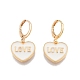 Подвесные серьги с эмалью в форме сердца и надписью love EJEW-N012-108C-2