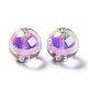 Perles acryliques irisées arc-en-ciel à placage uv bicolore TACR-D010-03A-07-2