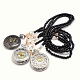 Mixed Styles Casual Style Long Black Glass Beaded Alloy Flat Round Quartz Pocket Watches Pendant Necklaces WACH-M112-M02-1