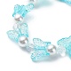 4 Uds. Pulseras elásticas con cuentas de perlas de plástico y mariposa acrílica de 4 colores BJEW-JB08859-5
