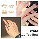 Cheriswelry 4Pcs 4 Style Snake & Smiling Face & Star Brass Cuff Rings for Her RJEW-CW0001-01-7