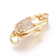 Brass Micro Pave Grade AAA Cubic Zirconia Lobster Claw Clasps X-ZIRC-P029-08G-NR-2
