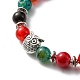 Natural Agate Stretch Bracelets Set with Alloy Owl Beaded ANIM-PW0003-027C-3