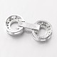 Flat Round Brass Micro Pave Cubic Zirconia Fold Over Clasps ZIRC-I014-64P-FF-2