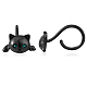 925 スターリングシルバーかわいい猫のスタッドピアスハーフハギーフープピアスジルコンスタッドピアス素敵な獣耳ジュエリーギフト女性のための  電気泳動黒  14x9.9mm JE1069B-1