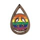 Colgantes grandes de madera de álamo impreso de una sola cara con tema de la bandera del arco iris/orgullo WOOD-G014-02E-2