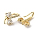 Bowknot Shape Rack Plating Brass Micro Pave Cubic Zirconia Earrings Hooks KK-E084-44G-2