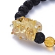Bracelets extensibles à perles rondes en pierre de lave naturelle BJEW-JB05118-04-2