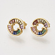 Brass Cubic Zirconia Stud Earrings EJEW-S201-156-1