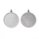 Alliage plat rond style tibétain supports cabochons grand pendentif X-TIBEP-Q049-09AS-RS-2