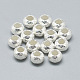 Granos europeos de 925 plata esterlina, Abalorios de grande agujero, rerondana plana, plata, 9.5x6.5mm, agujero: 4 mm