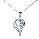 Silver Plated Brass Cubic Zirconia Heart Pendant Necklaces NJEW-BB03294-D-1