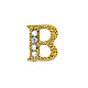 Cabujones de clavos con letras de diamantes de imitación de oro de aleación MRMJ-S047-023B-1