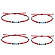 4шт 4 стильных стеклянных и латунных плетеных браслета из бисера и ножных браслетов SJEW-SW00003-05-1