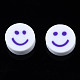手作り樹脂粘土ビーズ  ジュエリー工芸用品のDIY用  笑顔とフラットラウンド  スレートブルー  10x4~4.5mm  穴：1.8mm CLAY-N008-040A-2