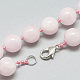 Natürlichen Rosenquarz Perlenketten NJEW-S405-14-2