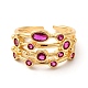 Brass Micro Pave Cubic Zirconia Cuff Rings for Women RJEW-P087-05G-01-2