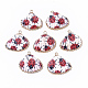 Electroplate Printed Natural Scallop Shell Pendants SSHEL-R047-04-A07-2