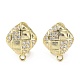 Rhombus Brass Micro Pave Cubic Zirconia Stud Earrings Finding KK-E083-06G-1