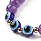 5 pièces de lapis-lazuli naturel (teint) & améthyste & oeil de tigre & perles d'aventurine verte ensemble de bracelets extensibles BJEW-JB08936-5