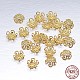 Real 18k chapado en oro de 5 pétalos con 925 tapones de cuentas de plata esterlina STER-M100-01-1