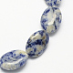 Hilos de cuentas de jaspe de punto azul natural de piedra preciosa ovalada plana G-S113-08-1