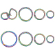 Wadorn 8pcs4スタイル亜鉛合金スプリングゲートリング  ツイストリング形状  虹色  28.5~48x4.7~5mm  内径：20~38mm  2個/スタイル FIND-WR0008-49-1