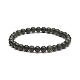 Bracelet extensible en perles rondes en serpentine naturelle BJEW-JB07554-02-1