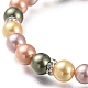 Runde Muschel Perle Stretch Perlen Armbänder BJEW-JB05510-02-2