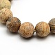 Frosted Natural Picture Jasper Round Bead Strands G-M064-14mm-05-2