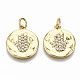 Hammered Brass Micro Pave Clear Cubic Zirconia Pendants ZIRC-S067-140-NF-2