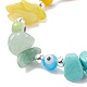 Natural & Synthetic Mixed Gemstone Chips Stretch Bracelet with Lampwork Evil Eye for Women BJEW-TA00133-4