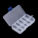 プラスチックビーズ収納ケース  調整可能な仕切りボックス  ビーズ収納  取り外し可能な10コンパートメント  長方形  透明  14.5x7x2.2cm CON-Q026-01A-2