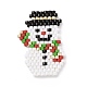 手作りミユキ日本の種子織機模様シードビーズ  クリスマステーマのペンダント  雪だるま模様  28x19x1.7mm PALLOY-MZ00059-06-2