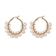 Natural Pearl Beaded Hoop Earrings EJEW-TA00156-1