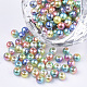Regenbogen ABS Kunststoff Nachahmung Perlen OACR-Q174-8mm-07-1