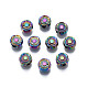 Placage en rack perles en alliage de couleur arc-en-ciel PALLOY-S180-337-1