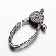 Oval Brass Micro Pave Cubic Zirconia Lobster Claw Clasps KK-E671-03B-1