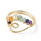 Открытое кольцо-манжета с плетеным сердцем из бисера из натуральных смешанных драгоценных камней RJEW-JR00549-5