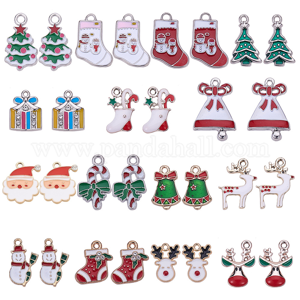 Shop SUNNYCLUE 1 Box 32Pcs 15 Styles Christmas Enamel Charms Pendant ...