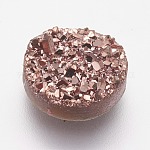Resin Imitation Druzy Quartz Cabochons, Flat Round, Old Rose, 10x3~4mm