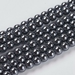 Perles en hématite synthétique sans magnétiques, perles rondes AAA grade, noir, 4mm, Trou: 0.8~1mm, Environ 102 pcs/chapelet