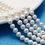 Polis nacre rondes perles brins, bien pour la fabrication de collier de fête des mères, Grade a, blanc, 6mm, Trou: 0.5mm, Environ 61 pcs/chapelet