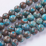 Abalorios de piedras preciosas hebras, crisocola naturales, redondo, teñido y climatizada, 10mm, agujero: 1.4 mm, aproximamente 39 pcs / cadena, 15 pulgada (38 cm)