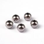Perles rondes solides en acier inoxydable 202, couleur inoxydable, 6x5mm, Trou: 2mm