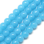 Chapelets de perles en verre imitation jade, ronde, bleu profond du ciel, 6mm, Trou: 1mm, Environ 50 pcs/chapelet, 13 pouce