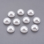 Cabujones de perlas de imitación de plástico ABS, semicírculo, blanco, 12x6mm