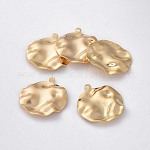 Brass Pendants, Flat Round, Nickel Free, Real 18K Gold Plated, 22x19x2mm, Hole: 1.6mm