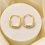 Латунные кубических серьги циркония обруч EJEW-M048-07G